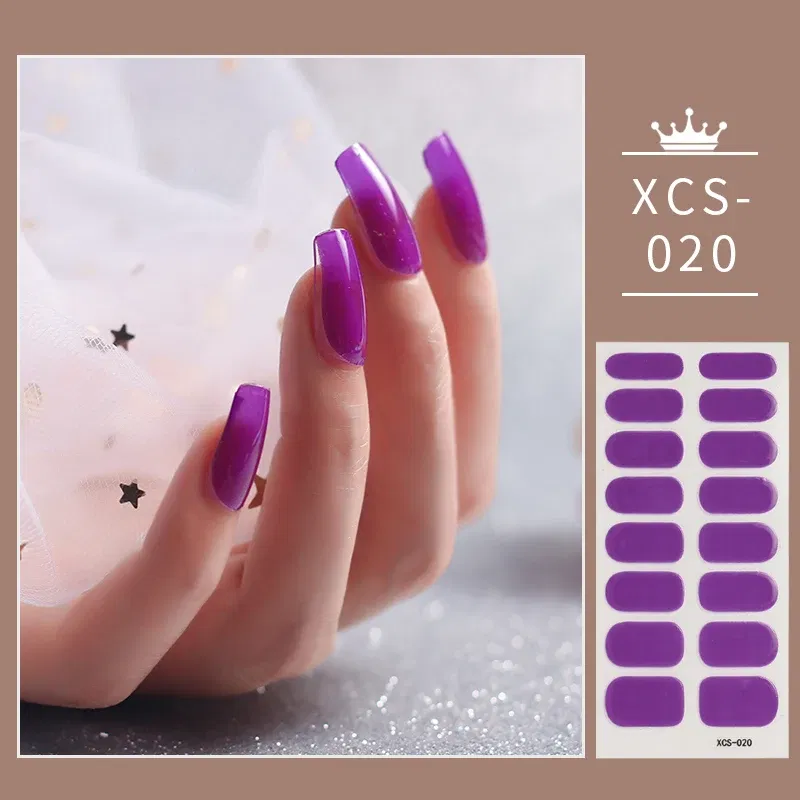 Color: Grad Pink - 1pc Nail Art Sticker Laser Shiny Sequins Polish Wraps Double Ended Adhesive Strips Fashion Stickers Manicure Decor