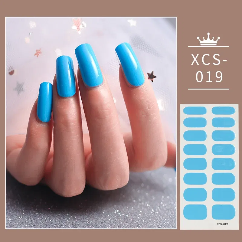 Color: Grad Pink - 1pc Nail Art Sticker Laser Shiny Sequins Polish Wraps Double Ended Adhesive Strips Fashion Stickers Manicure Decor