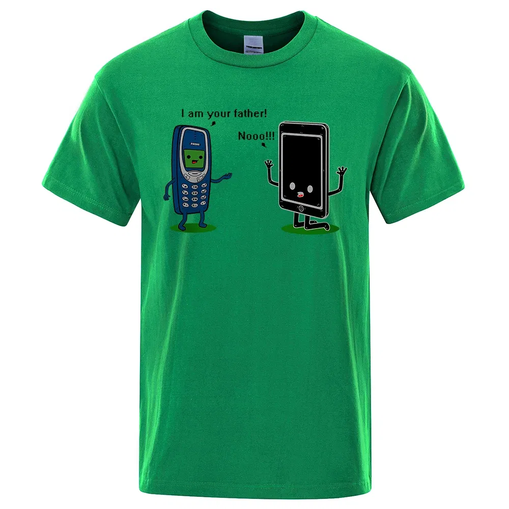 Color: Dark Grey, Size: XXXL - I'm your father Funny phone T-Shirts Men Women Casual Short Sleeve Crewneck Breathable Tops Cotton Summer Hip Hop Tee Clothing