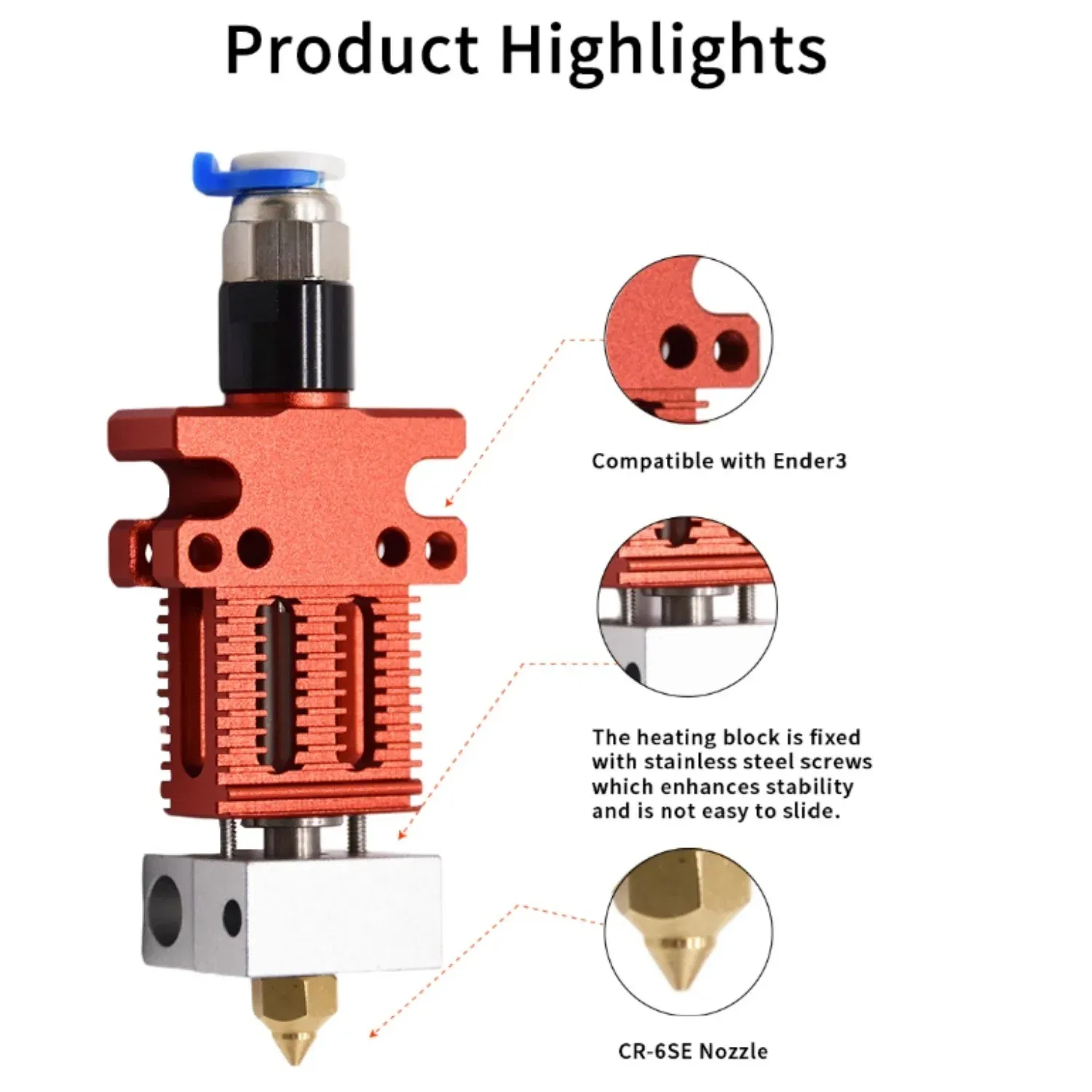 Color: Silver - CR-6 SE 3D Printer Extruder Hotend Kit All Metal Extrusion Assembled Extruder 3D Printer Parts for Creality CR-6 SE 3D Printer