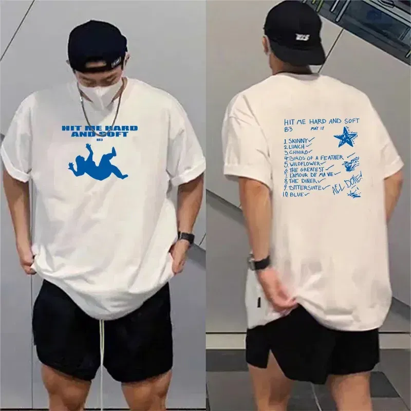 Color: GRAY, Size: XL - Summer Men's and Women's T-shirt Billie Hit Me Hard and Soft Printed T-shirt O-neck Cotton European Size Casual Short Sleeved