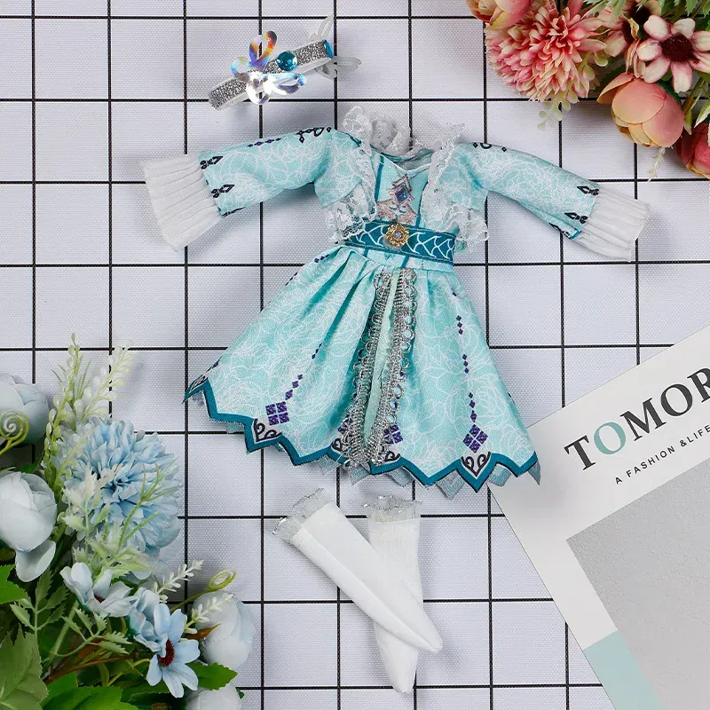 Color: Yellow - 30CM BJD Doll Clothes Girl Dress Up Makeup DIY Toys  Accessories Dress Princess Doll House Set Children Humanoid Doll Girl Gifts