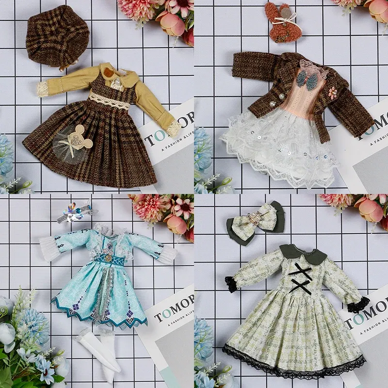 Color: Yellow - 30CM BJD Doll Clothes Girl Dress Up Makeup DIY Toys  Accessories Dress Princess Doll House Set Children Humanoid Doll Girl Gifts