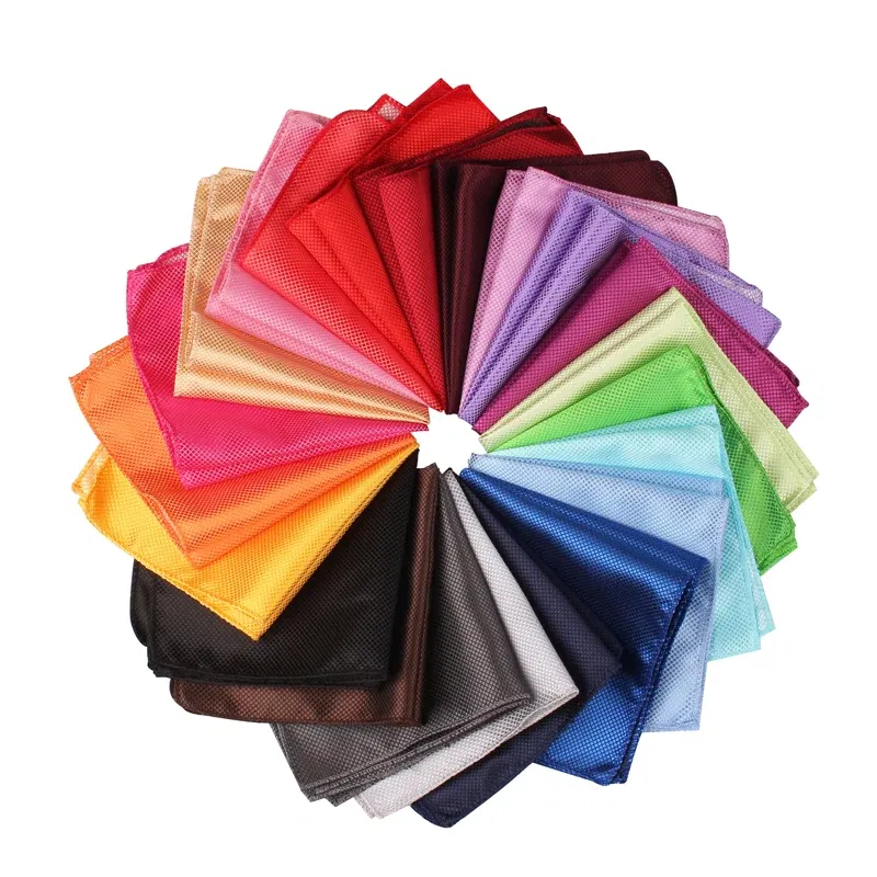 Color: Orange - Fashion Suits Pocket Square For Men Business Chest Towel Hanky Gentlemen Plaid Hankies Classic Suit Napkin Mens Handkerchief