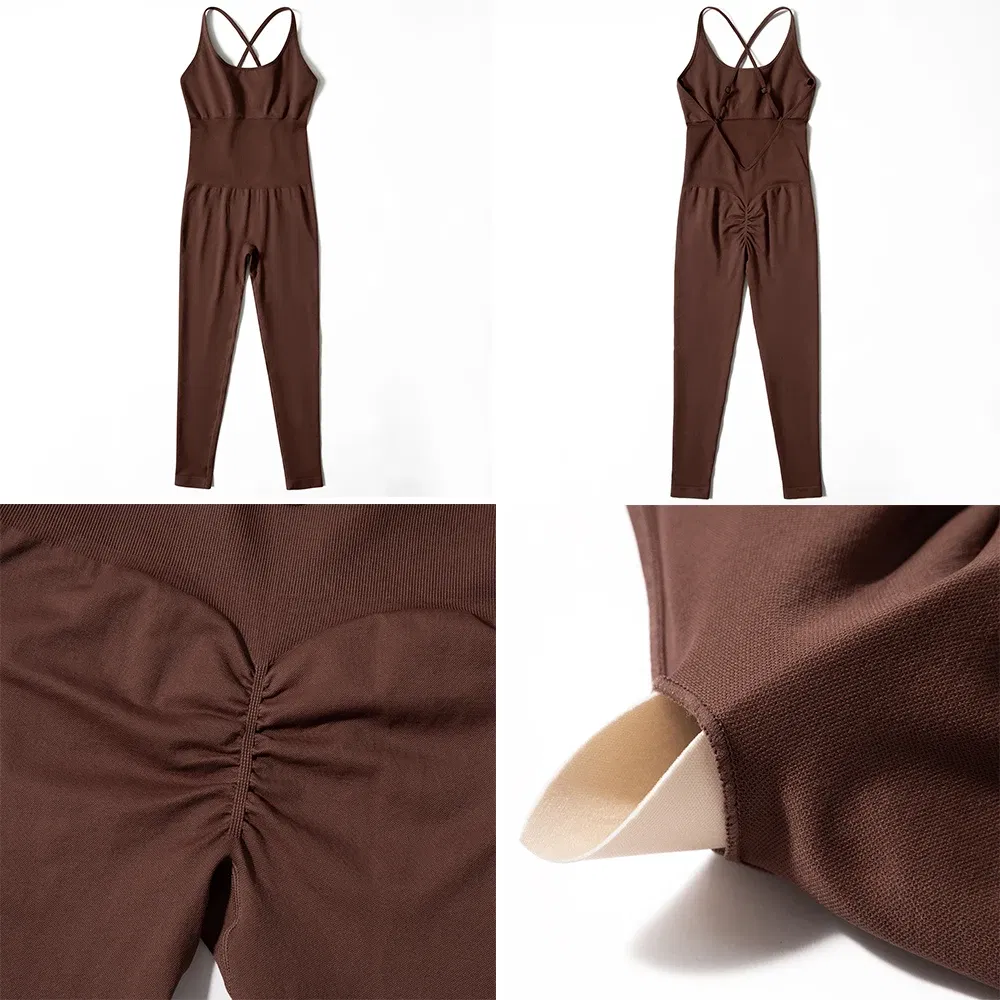 Color: CHERRY, Size: L - Bodycon Jumpsuit Women Full Seasons Casual Fitness Sporty Playsuit Sleeveless Slim Activewear All In One Jumpsuit Clothing Lady
