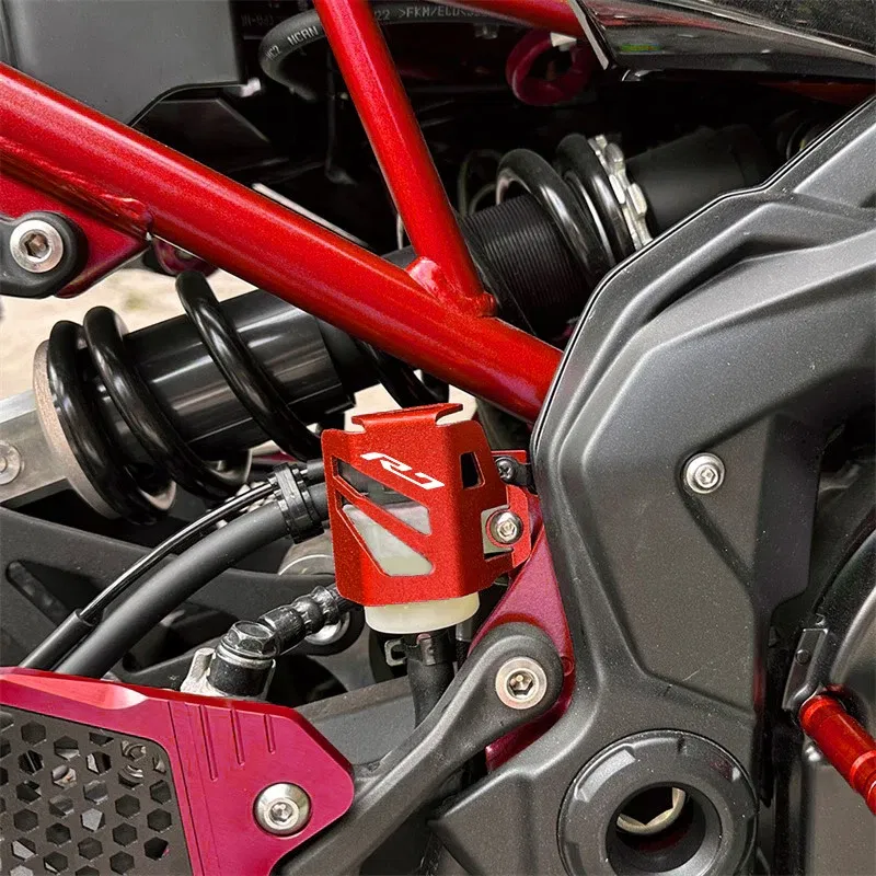 Color: Dark Grey - YZF-R7 Rear Brake Fluid Reservoir Guards For YAMAHA YZF R7 YZFR7 2021 - 2024 2023 Motorcycle Brake Cylinder Pump Cover Protector