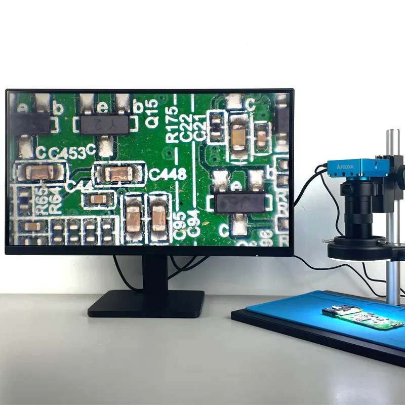 Color: Brown - SONY 48MP 4K 1080P HDMI USB Digital Video Monocular Microscope Camera 130 Zoom C-Mount Lens For Phone PCB Soldering Repair Tools