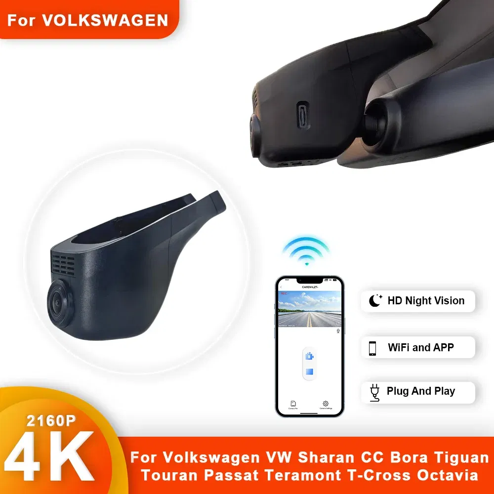 Color Name: Orange, Ships From: CHINA, ROM: Other - Customized 4K HD 2160P Plug and play Dash Cam For Volkswagen  Sharan CC Bora Tiguan Touran Passat Teramont T-Cross Dvr Dashcam
