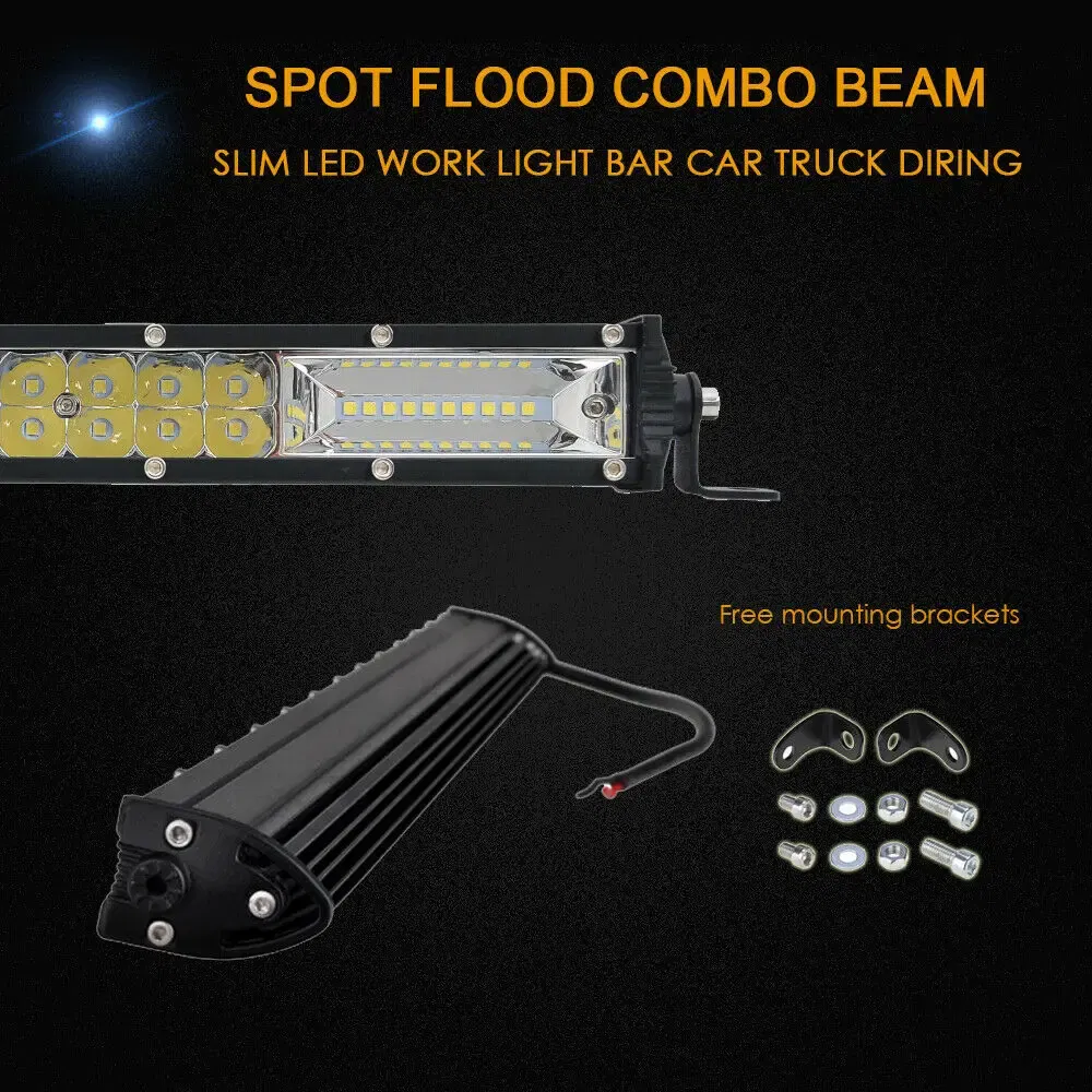 Color: Green - Slim 8" 20" 32" LED Light Bar Off Road 12V 24V LED Light Bar/Work Light For Car Combo 4x4 Led Bar Jeep Truck ATV SUV 12V 24V