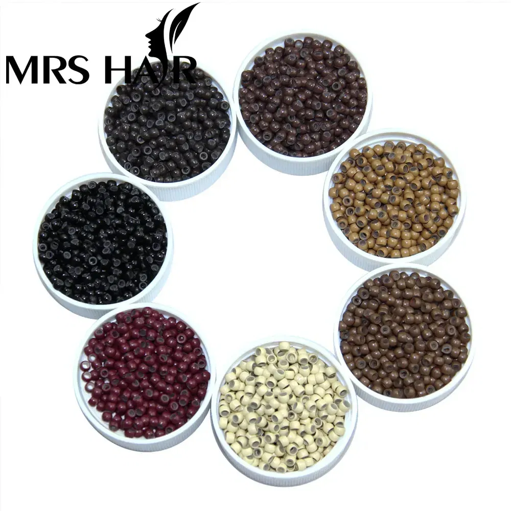 Color: Medium Brown - 500pcs Silicone Hair Beads Nano Ring Micro Beads Fashion Salon Hairstylist Dreadlock Hair Extension Tools 8 Colors