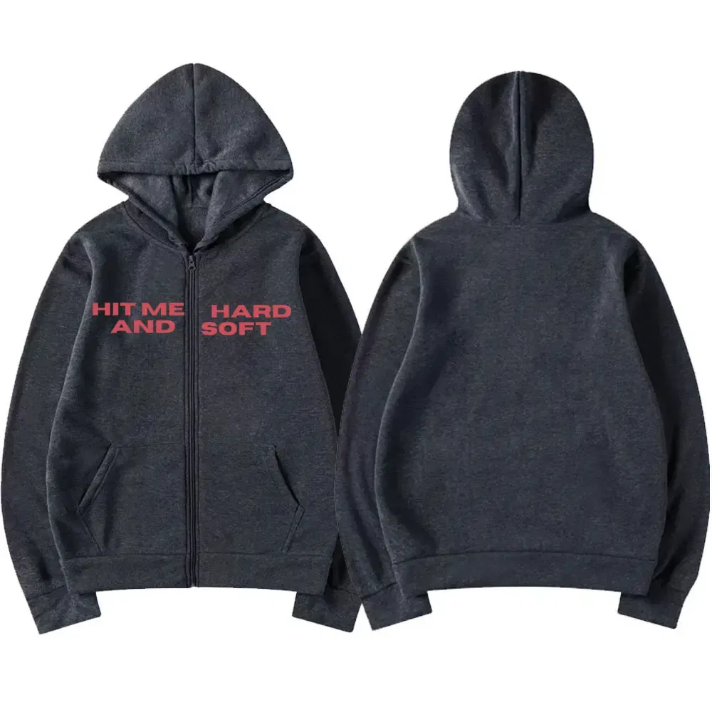 Color: Pink, Size: S - Hit Me Hard and Soft 2025 Tour Zipper Hoodies Fans Gift Men Women Clothing Pullovers Fashion Hip Hop Zip Up Sweatshirts Jackets