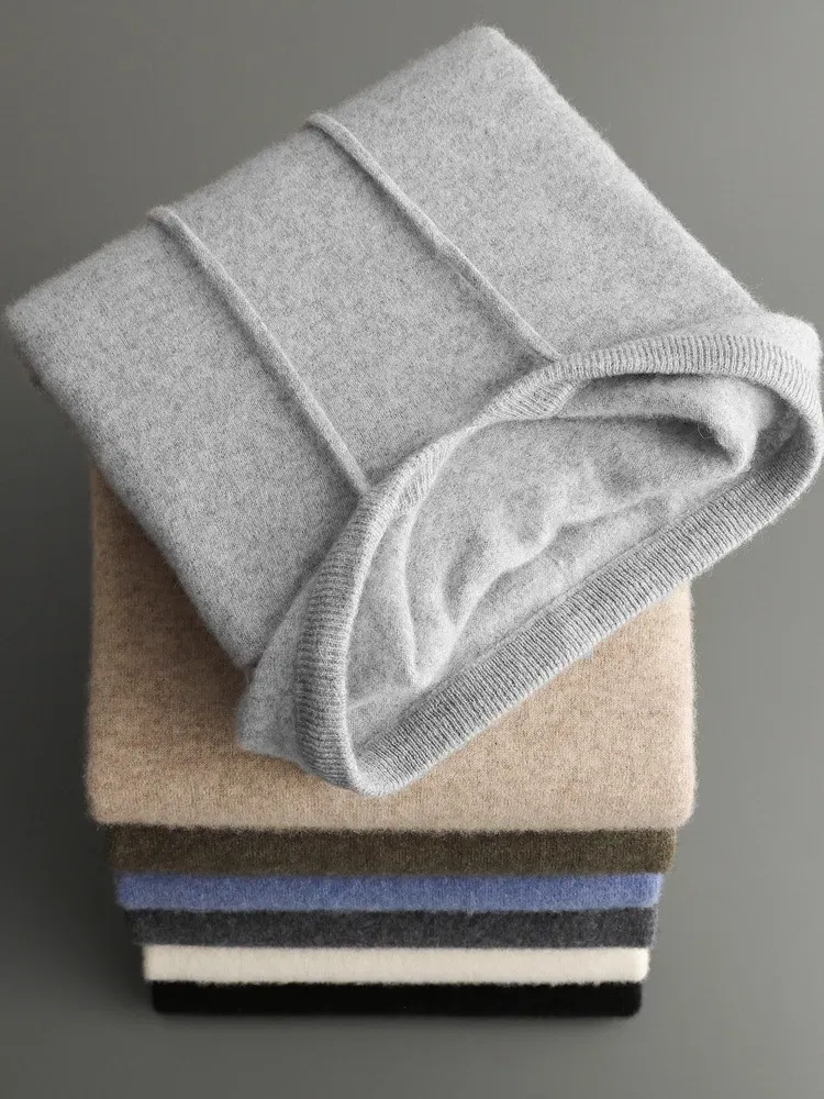 Color: Light Grey, Size: XL - Yoyoselect Men's 100% Cashmere  Luxury Sweater Hoodie Autumn Winter Thick Warm Hooded Pullover Casual Smart Jumpers Knitwear Top