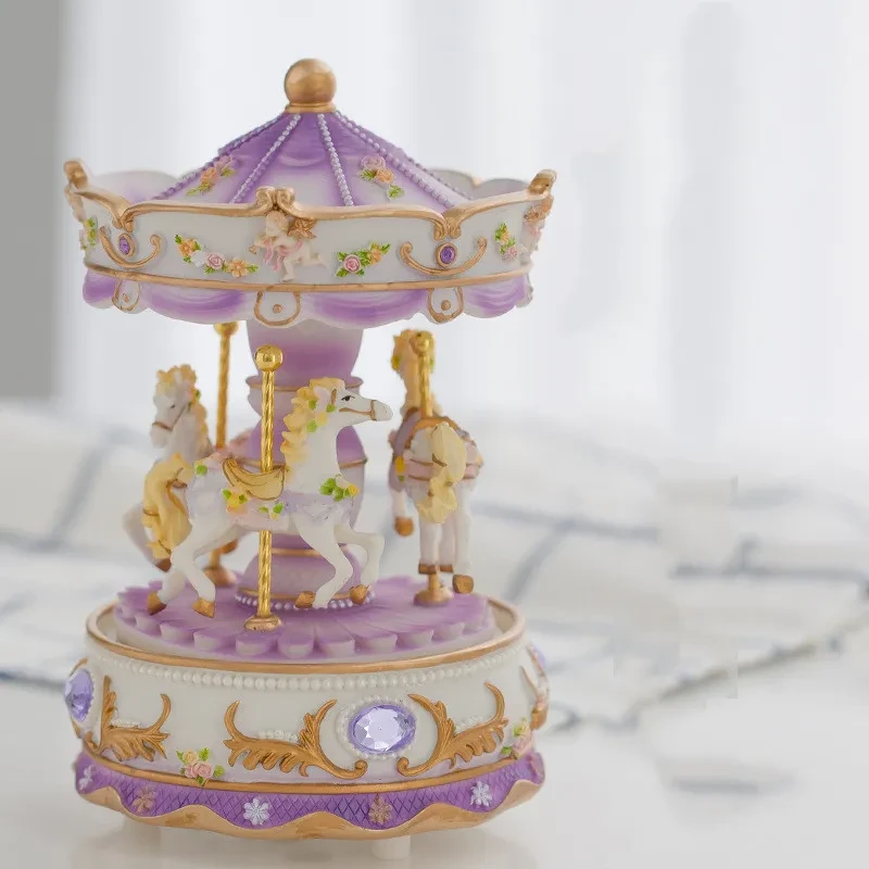 Melody Carousel: Illuminated 3-Horse LED Music Box