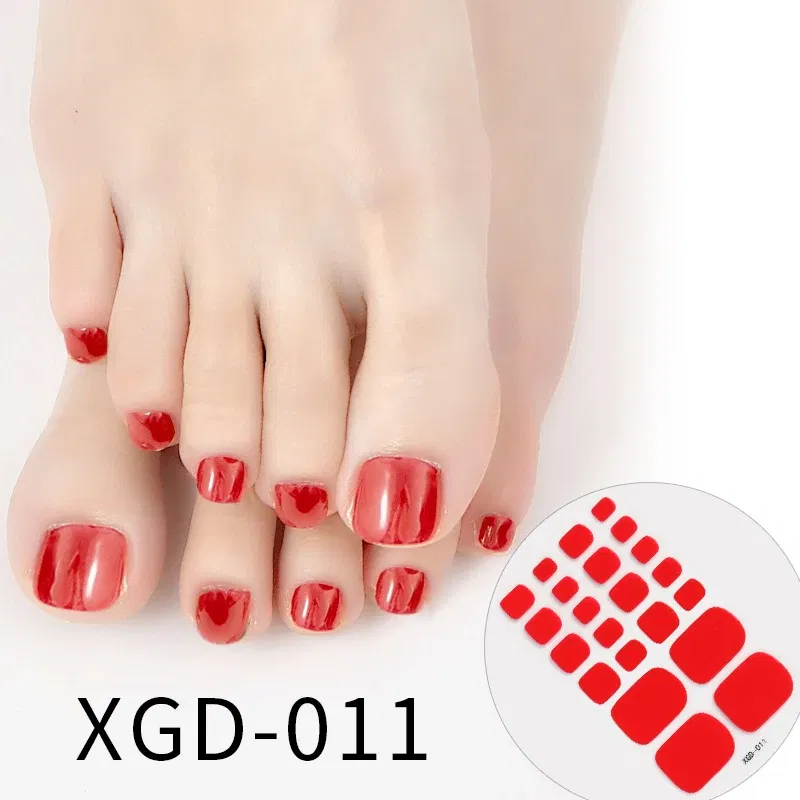Color: wine red - Colorful Nail Stickers Foot Shiny Glitter Nails  Charms Full Cover Self-Adhesive Nail Polish Stickers for Nails Art