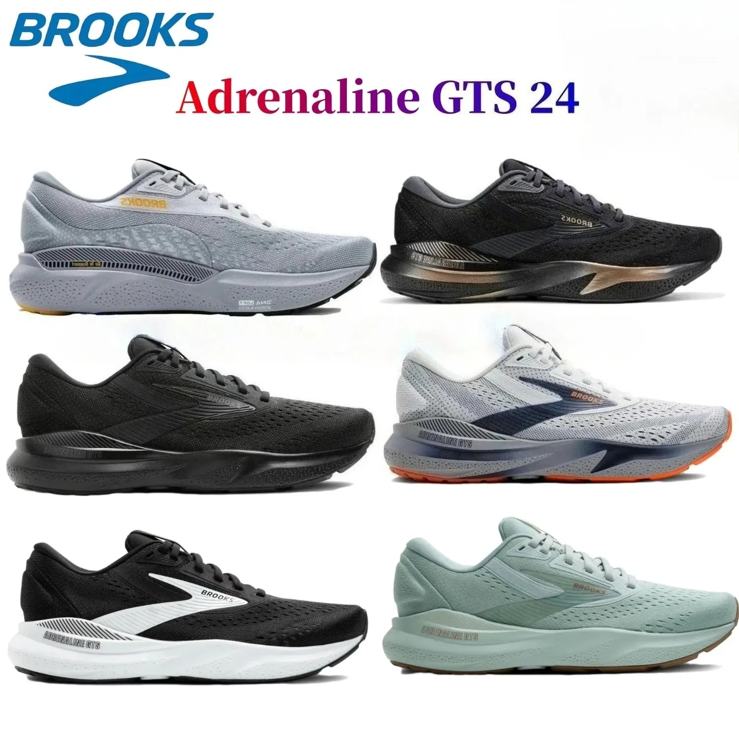 Color: Turquoise, Shoe Size: 40.5 - Brooks Men?™s Running Shoes Adrenaline GTS  24 Neutral Lightweight Cushioned Stylish Comfortable Sports Training Casual Sneakers