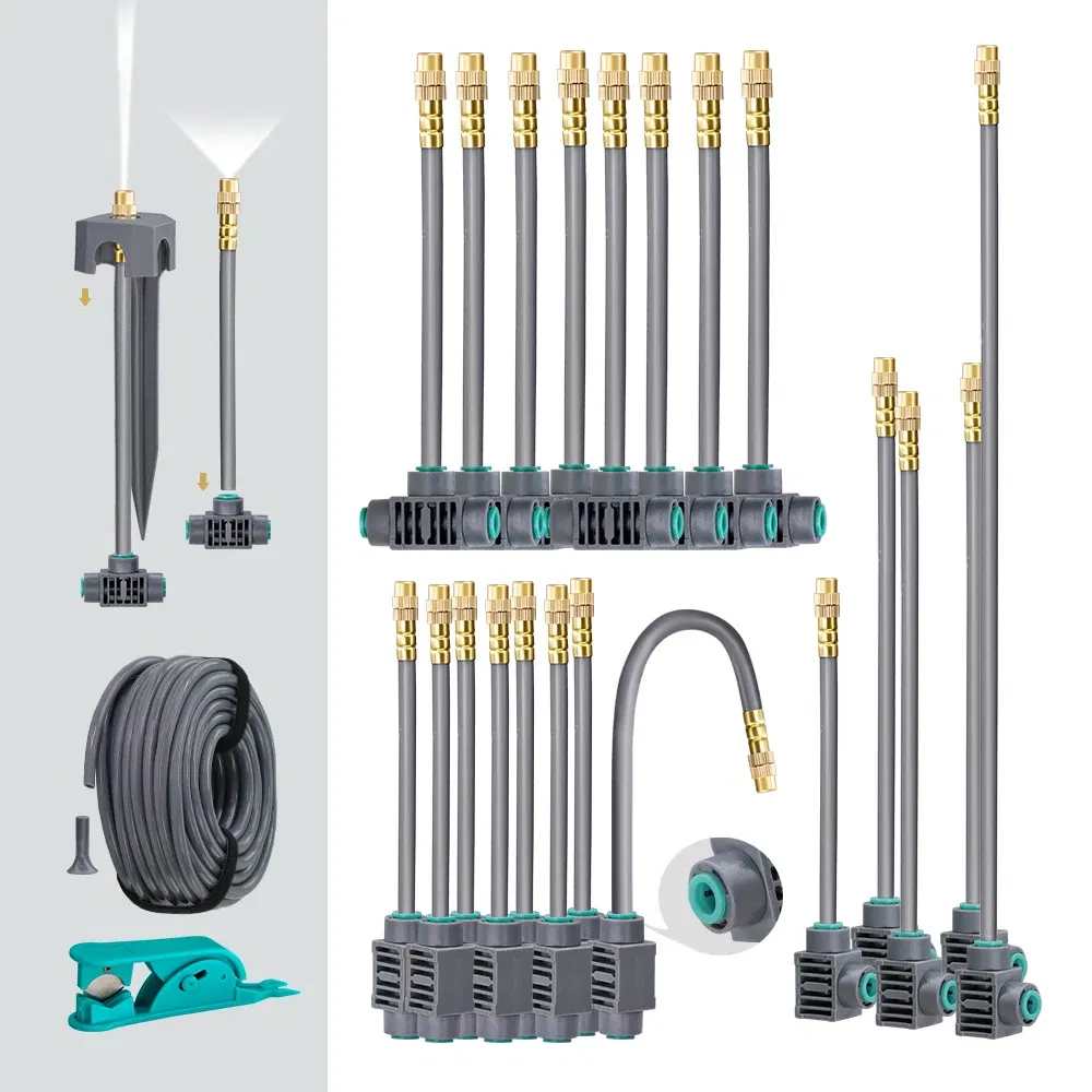 Color: PURPLE - 20-50CM New Adjustable Brass Spray Sprinklers Nozzle Extension 360?° Misting Systems Garden Lawn Watering Irrigation Quick Push