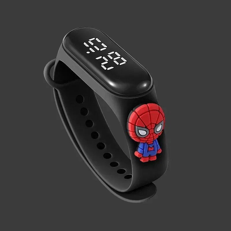 Color: black - Disney Stitch LED Waterproof Kids Digital Watch Spiderman Hulk Children Watch Sports Touch Electronic Kids Gifts
