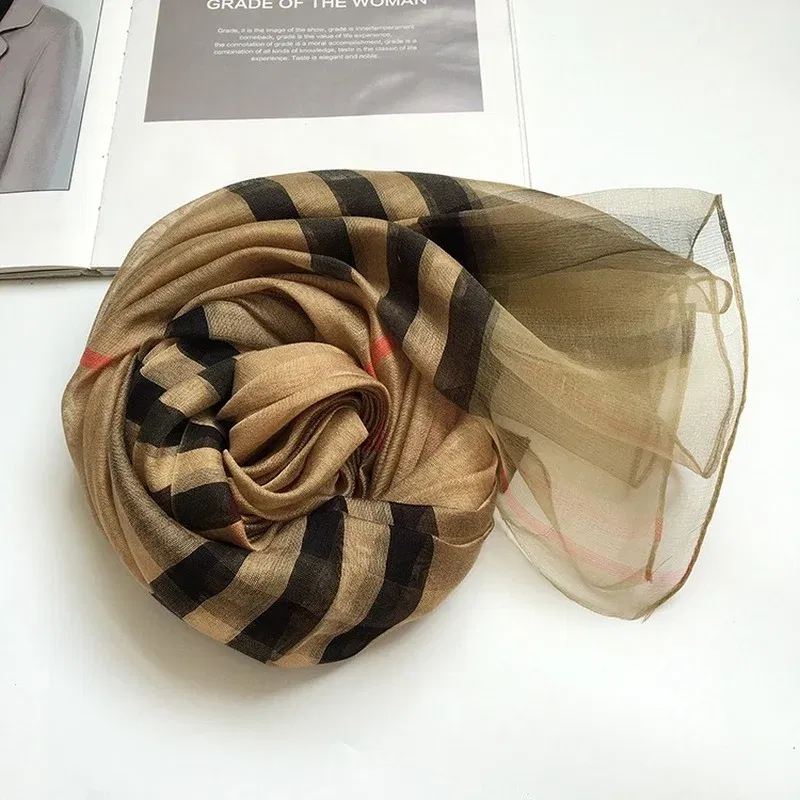 Color: Navy Blue - Silk&Wool Scarf For Women Four Seasons Scarf Big Size 84*190cm