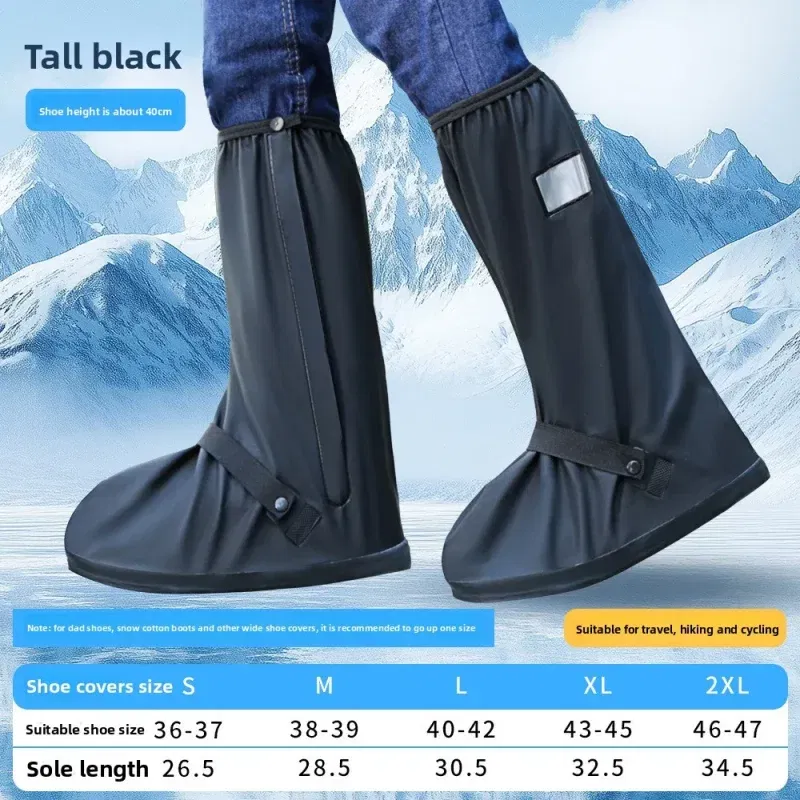Color: Brown, Size: S - Reusable Anti-Slip PU Leather Waterproof Shoes Cover Water Boots Cycling Hiking Overshoes Rain Snow Wet Sand Shoes Protectors