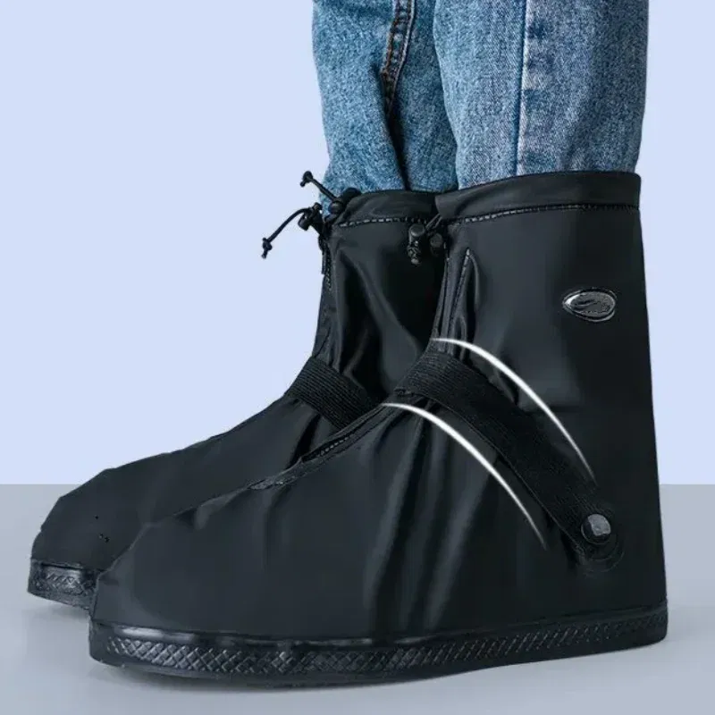 Color: Brown, Size: S - Reusable Anti-Slip PU Leather Waterproof Shoes Cover Water Boots Cycling Hiking Overshoes Rain Snow Wet Sand Shoes Protectors