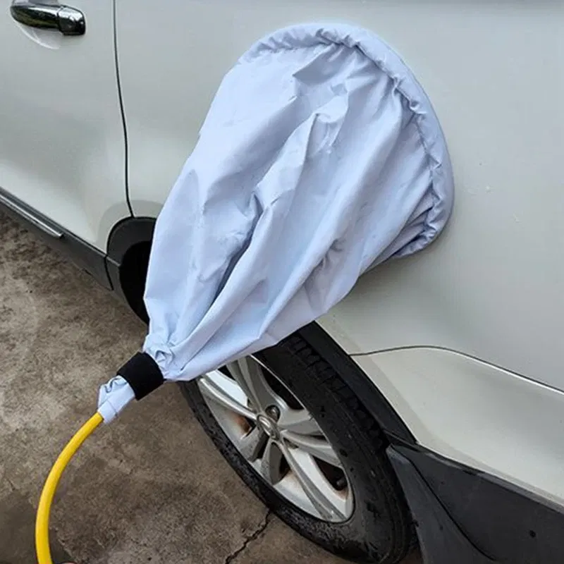 Color Name: WHITE - Electric Vehicle Charging Plug Covers Waterproof Cloth Rain Cover EV Charger Adapter Protector Car Charging Port Safe Protection