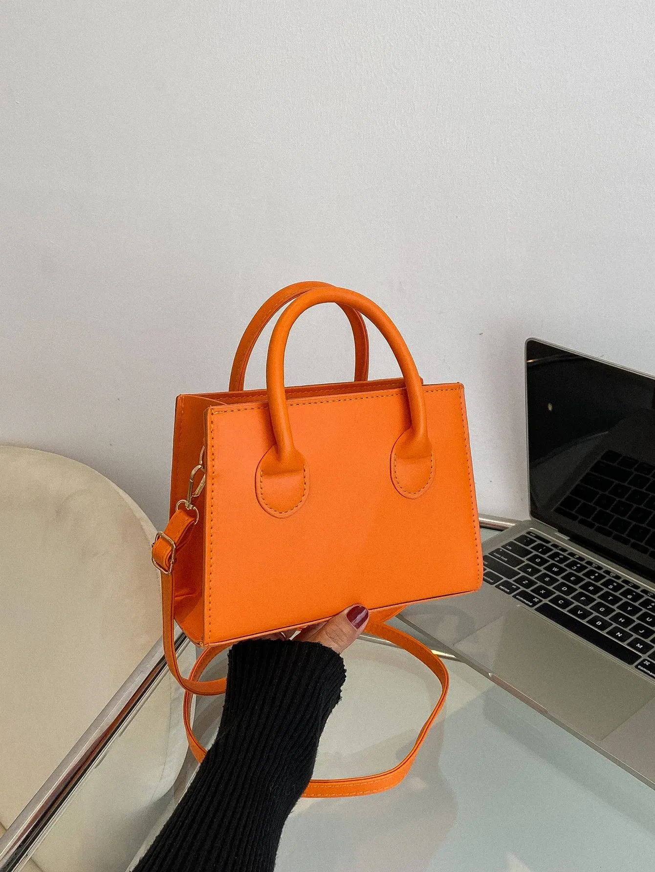 Color: Orange - PU Leather Casual Crossbody Bags for Women Ladies Luxury Designer Tote Handbag Female Large Capacity Travel Shoulder Bag Sac