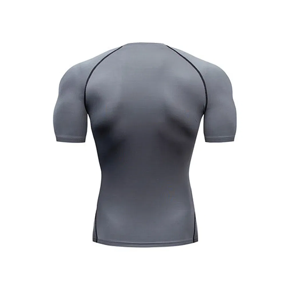 Color: GRAY, Size: XXXL - Men's Athletic Compression Shirts Athletic Quick Dry Breathable Rash Guard Athletic Tight Workout Tops Summer Men