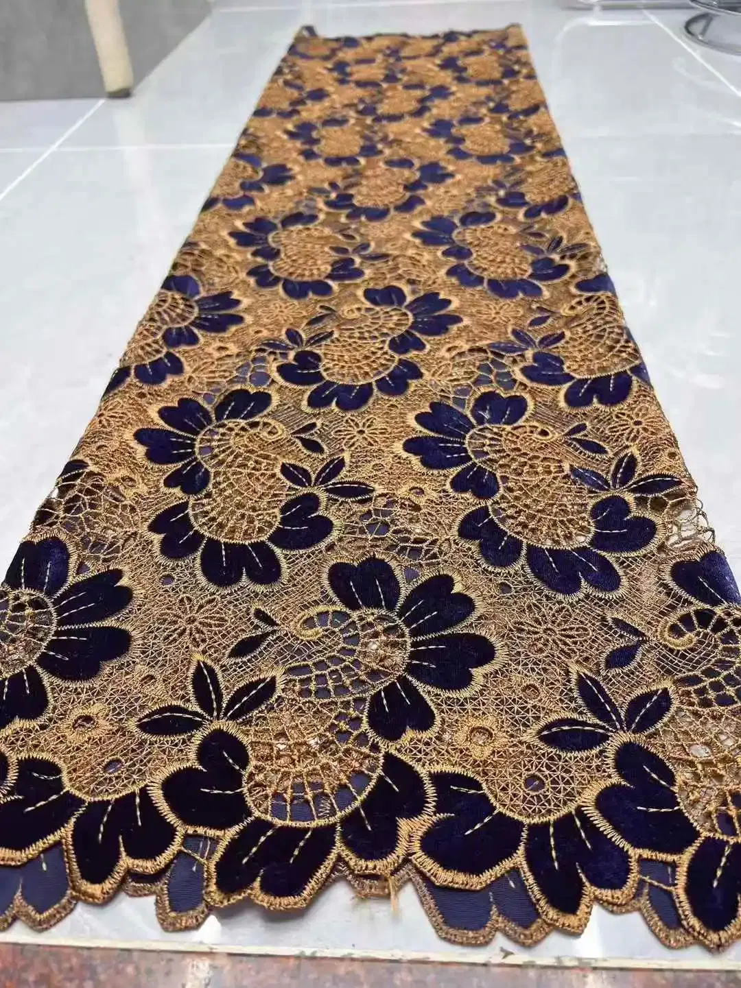 Color: Red, Width: 120cm, Length: 5 yards - 2026 Purple African Nigerian Velvet Lace Fabric High-Quality Embroidery for Wedding Party Sewing SHXI