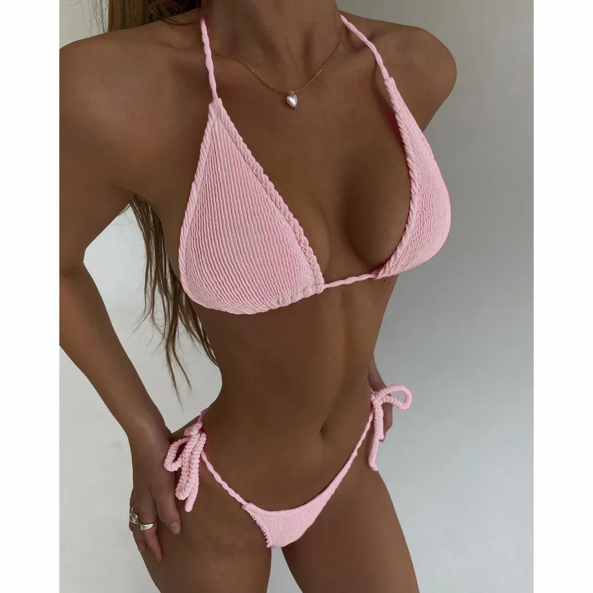 Color: black, Size: L - New Fashion Sexy Bikini Solid Swimsuit Women Swimwear Push Up Set Brazilian Bathing Suit Summer Beach Wear Swimming