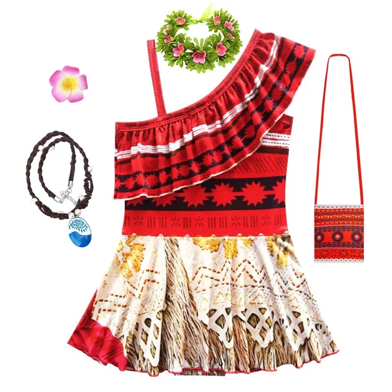 Color: Dark Grey, Kid Size: 12M - Moana 2 Swimsuit Summer Holiday Beach Girls Two-piece Bikini Toddler Adventure Outfit Pool Party Vaiana Fancy Dress Up