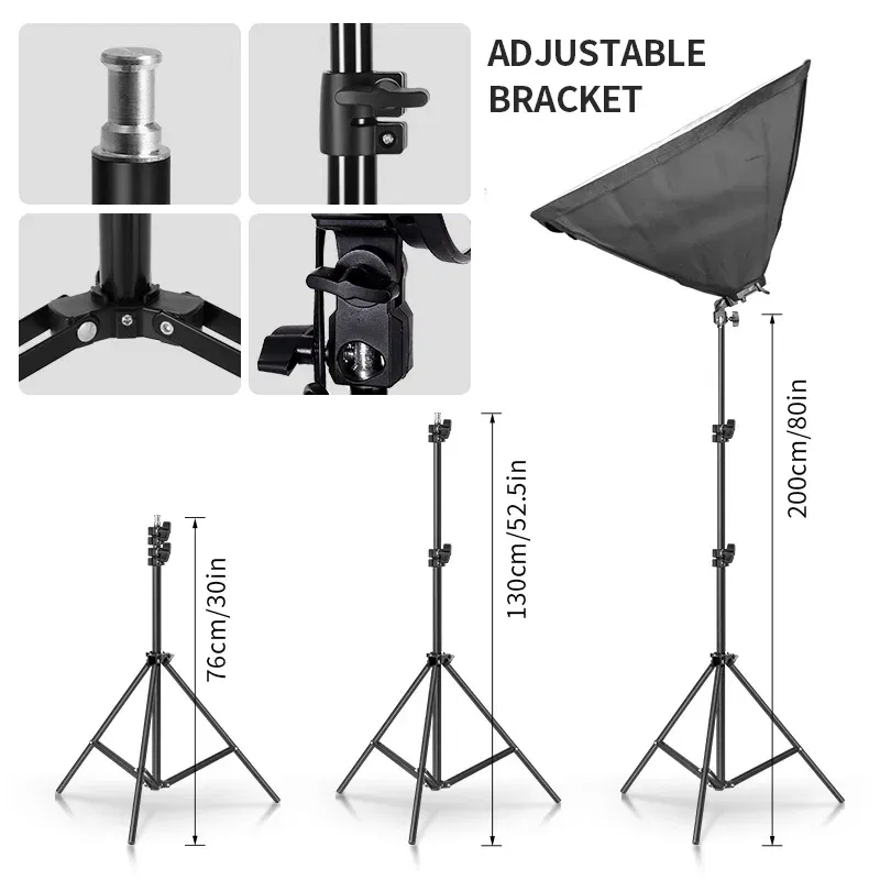 Color: black, Ships From: CHINA - Photo Studio 4pc LED 15W Softbox Kit Photographic Lighting Kit Camera Photo Accessories 1pc Light Stand 1pc Softbox for Shooting