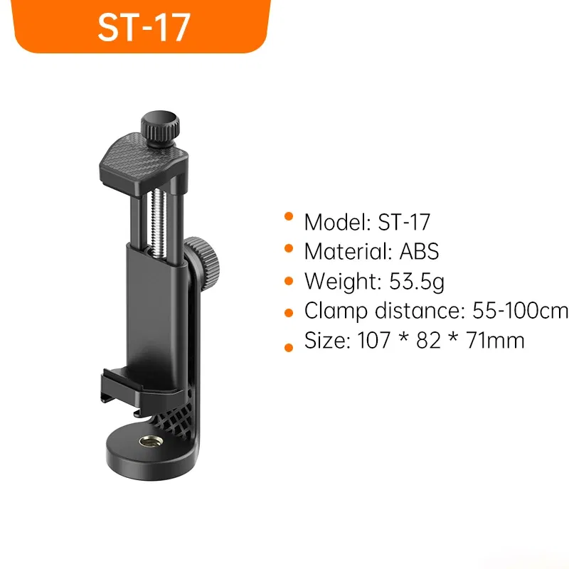 Color: WHITE, Ships From: CHINA - Ulanzi ST-17 360?° Horizontal and vertical Shooting Tripod Phone Mount Holder Clamp Clip With Cold Shoe 1/4'' Tripod Mount Base