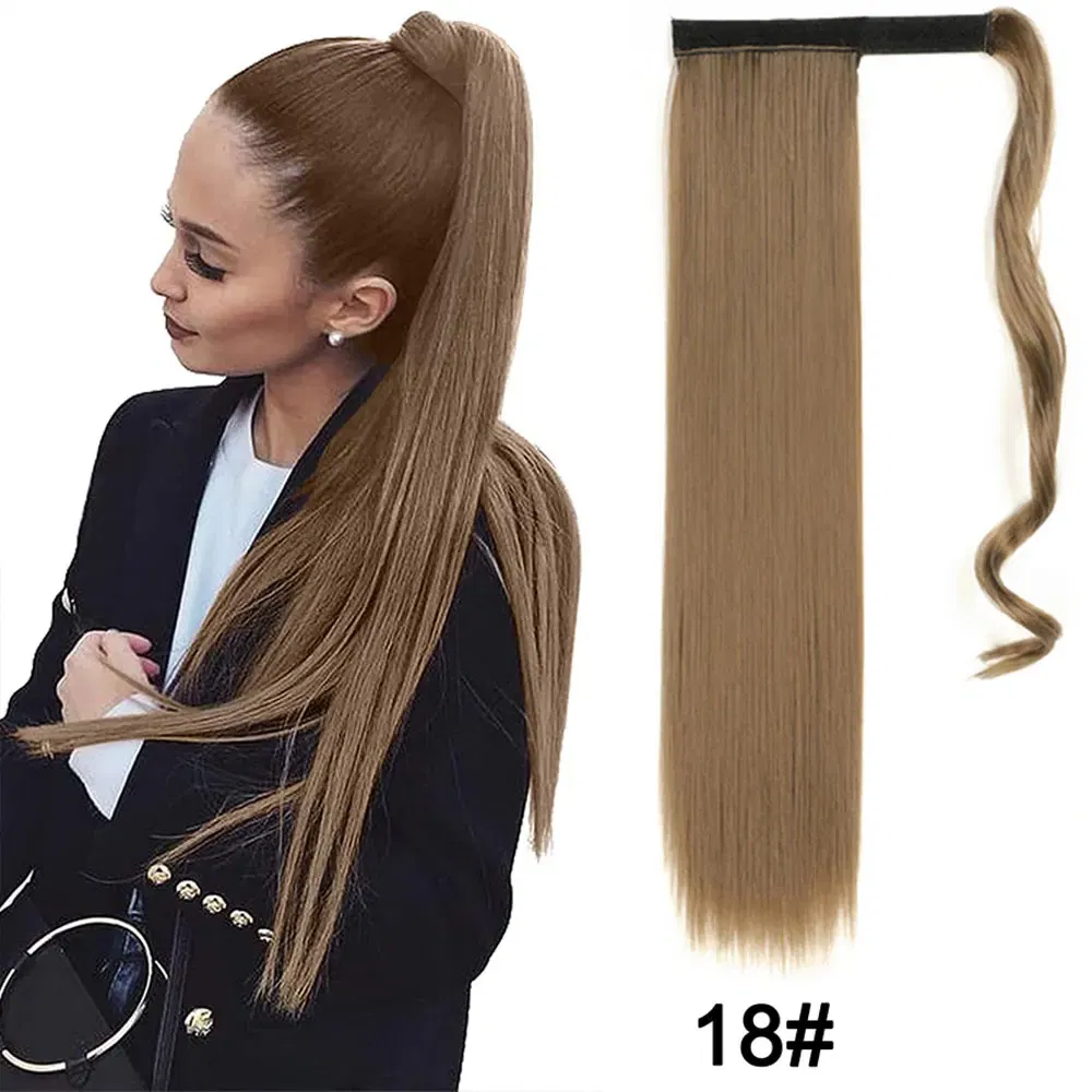 Color: T1B/4/30 - LINWAN Synthetic Long Straight Wrap Around Clip In Ponytail Hair Extension Heat Reistan Pony Tail Fake Hair