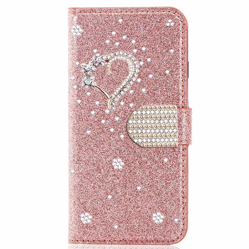 Color: Rose, Material: Plastic - Glitter Wallet Leather Case For Samsung Galaxy S25 FE S24 Ultra S23 Plus S22 S21 A35 A36 A56 A55 A13 A14 A15 A16 A26 A34 A33 A54