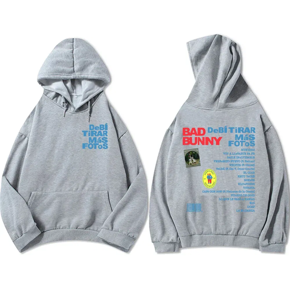 Color: army green, Size: XL - Unisex Streetwear Bad Bunny DTMF Hoodies 2025 New Album Deb?­ Tirar Más Fotos Printing Sweatshirts Winter Comfortable Male Hoodie