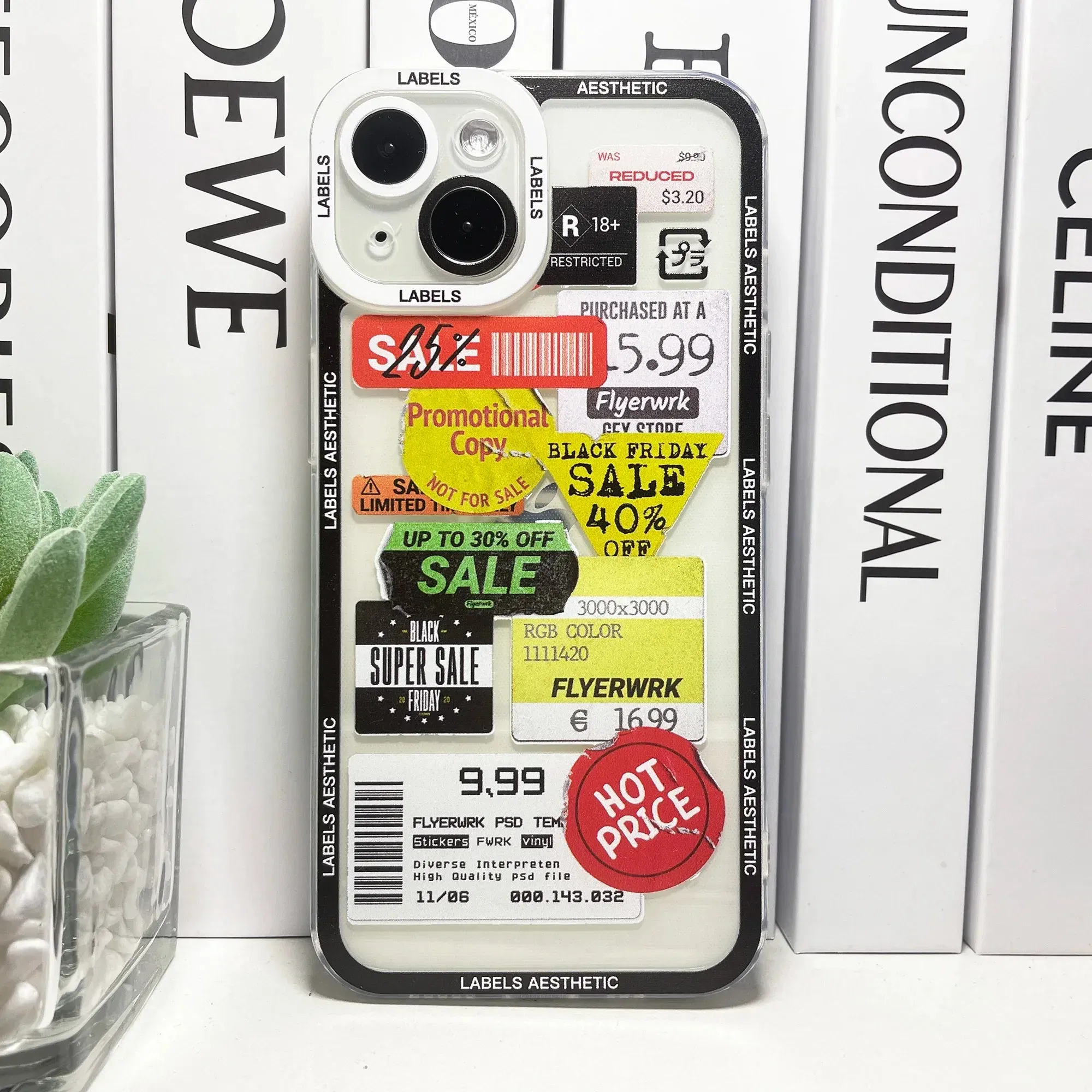 Color: Brown, Material: Vinyl - Mix Labels Collage Stickers Aesthetic Phone Case For Samsung Galaxy S10 S20 S21 S22 S23 S24 FE Plus Ultra Note 20