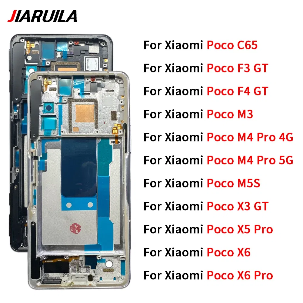 Color: GRAY - LCD Screen Middle LCD Front Frame Housing Bezel Plate Panel Chassis For Xiaomi Poco C65 X3 F3 F4 GT M3 M4 Pro 4G 5G M5S X5 X6