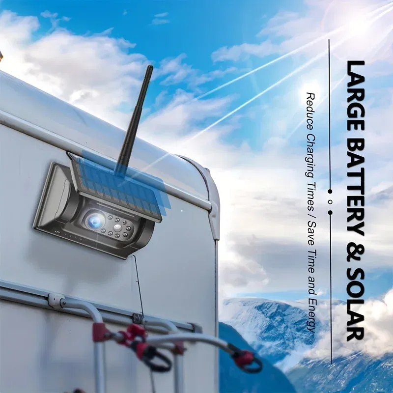 NEW 5G WiFi HD with Solar Panel 100M Magnetic Hitch Wireless Backup Camera Bus Van Truck RV Car DVR Front Rear View
