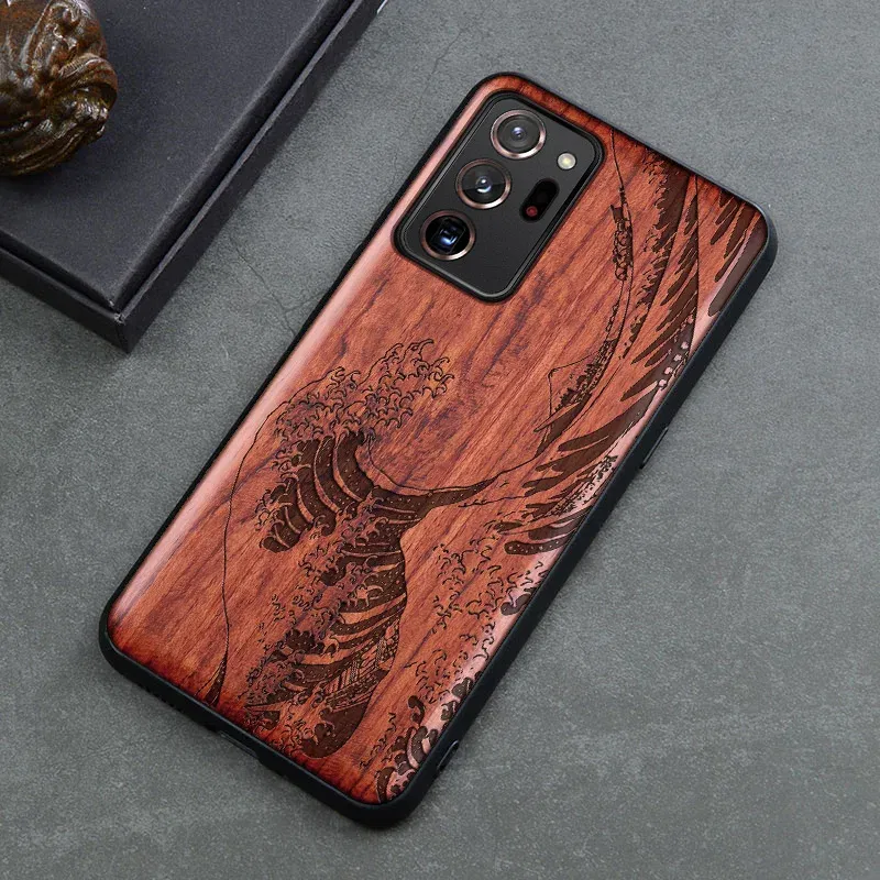 Color: Khaki, Material: ABS - Natural Wood Wooden TPU Case For Samsung Galaxy Note 20 Ultra S24 S23 S21 Ultra S20 FE S10 Plus Case Cover Phone Shell Skin Bag