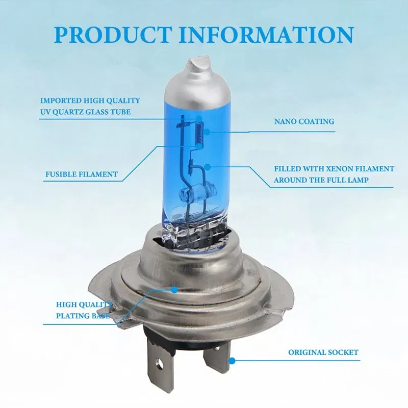 Emitting Color: DEEP BLUE - 2pcs H7 LED Bulbs 55W 100W Halogen Bulbs Super Bright White Fog Lights 12V White Auto Bulb Headlights Lamp