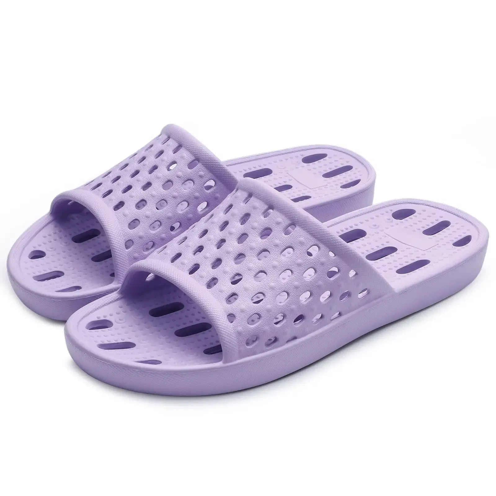 Color: Olivine, Shoe Size: 37 - Pallene Summer New Shower Shoes For Women Quick Dry Pool Sandals With Drain Holes Bathroom Slides Lightweight EVA Home Slippers