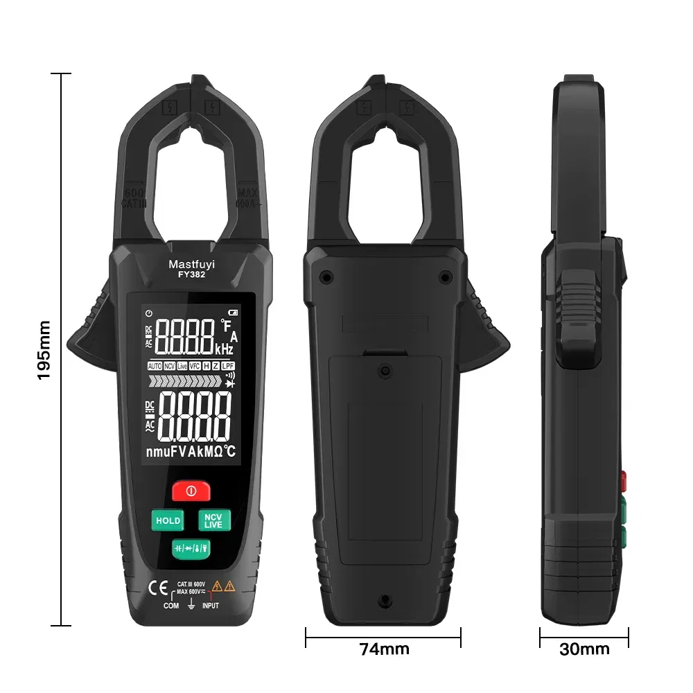 Color: Pink - MASTFUYI digital clamp meter  3 in 1 multifunction  multimeter&electrical tester &temperature meter True RMS NVC induction Ammet