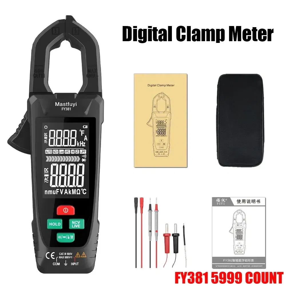 Color: Pink - MASTFUYI digital clamp meter  3 in 1 multifunction  multimeter&electrical tester &temperature meter True RMS NVC induction Ammet