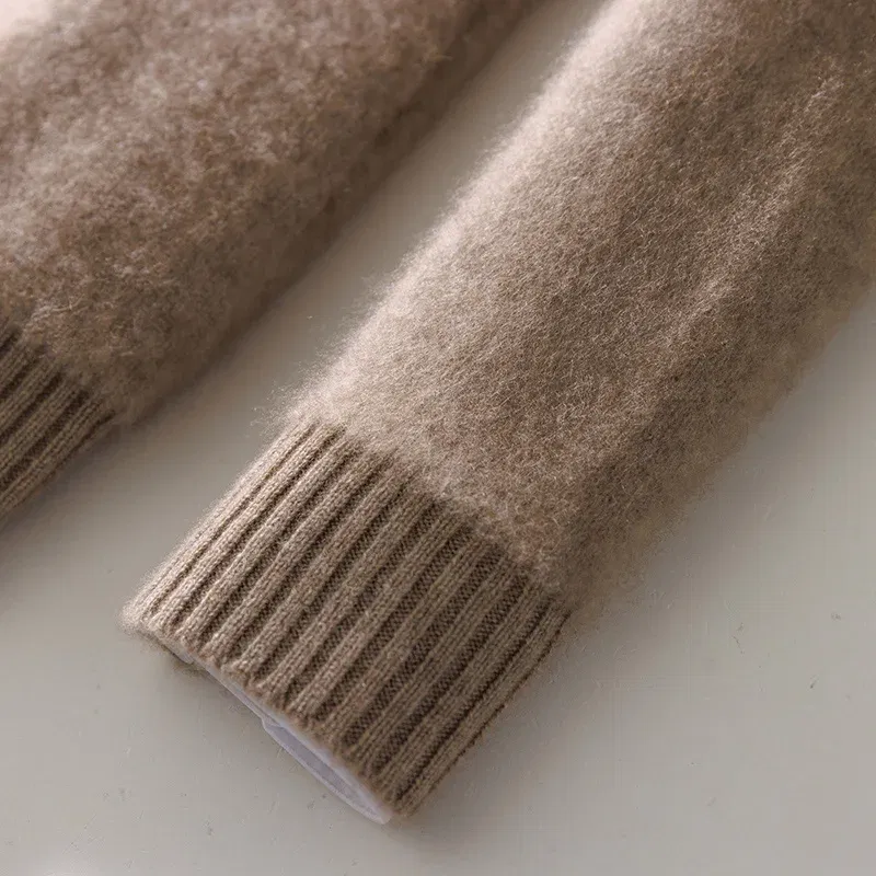 Color: GRAY, Size: XL - 100% Pure Wool Pullover Sweater Men's Round Neck Knitted Sweater Autumn Winter Thick Warm Ethnic Style Men's Clothing