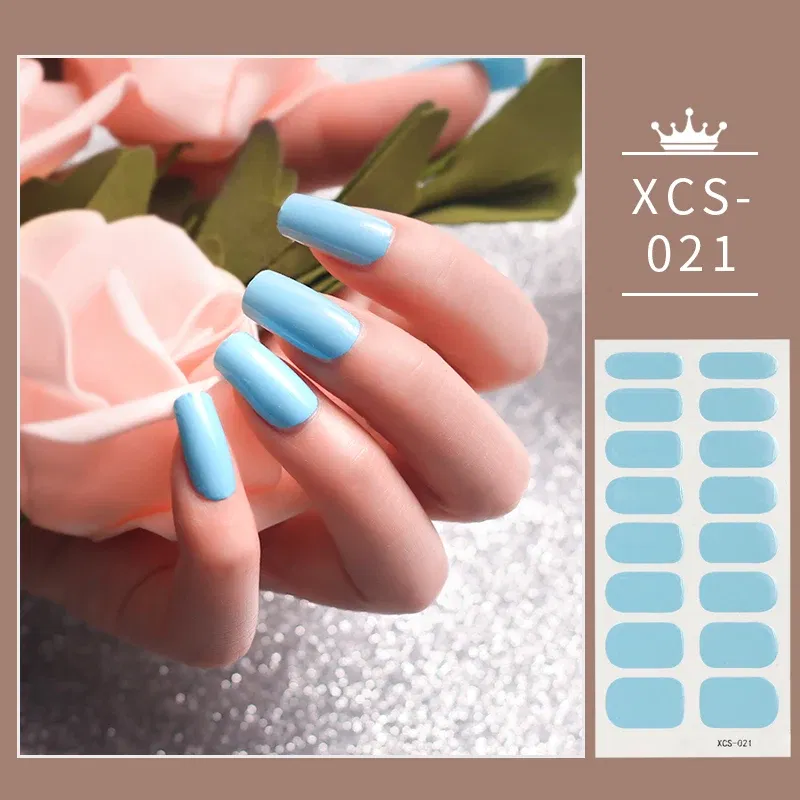 Color: Field Green - 1pc Nail Art Sticker Laser Shiny Sequins Polish Wraps Double Ended Adhesive Strips Fashion Stickers Manicure Decor