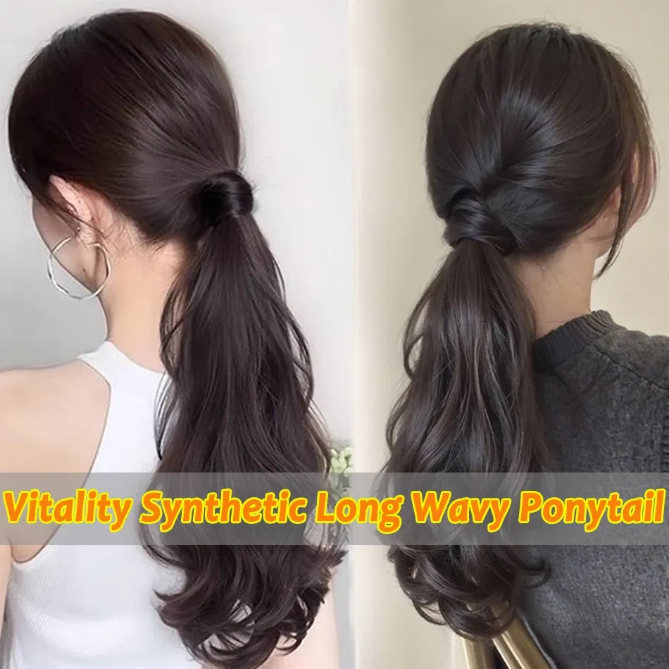 Color: P1B/30, Stretched Length: 20inches - Synthetic Ponytails Hair Extension With Rubber Band Long Curly Wavy Layered Ponytail For Women Daily Use Heat Resistant Hair Wig