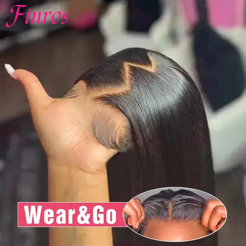 Hair Color: #1B, Density: 200%, Ships From: CHINA, Stretched Length: 24inches - Glueless Wear and Go Bone Straight Lace Front Wigs 4x4 5x5 Pre-Cut Lace Wig Human Hair Ready To Wear Lace Closure Wig For Women