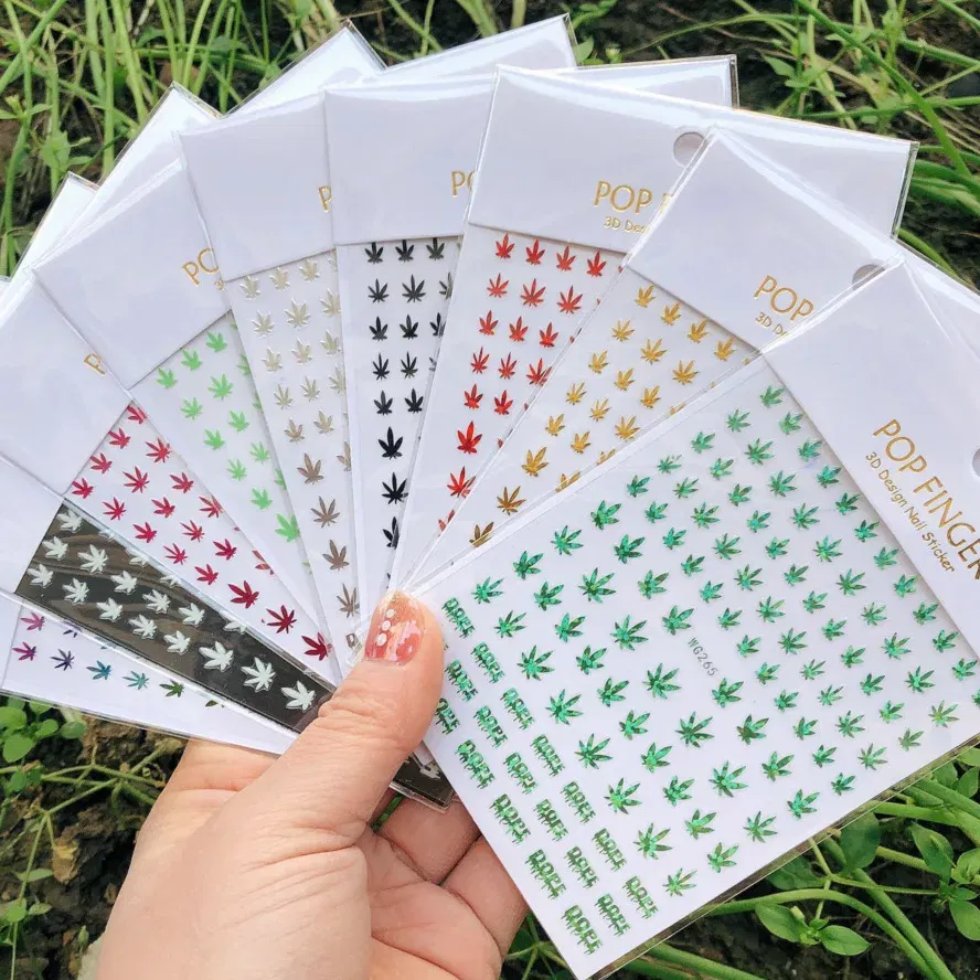 Color: Khaki - 1PCS New English Alphabet Nail Stickers Multi-Color Laser Reflective Nail Slider Art Cool Text Nail Kit