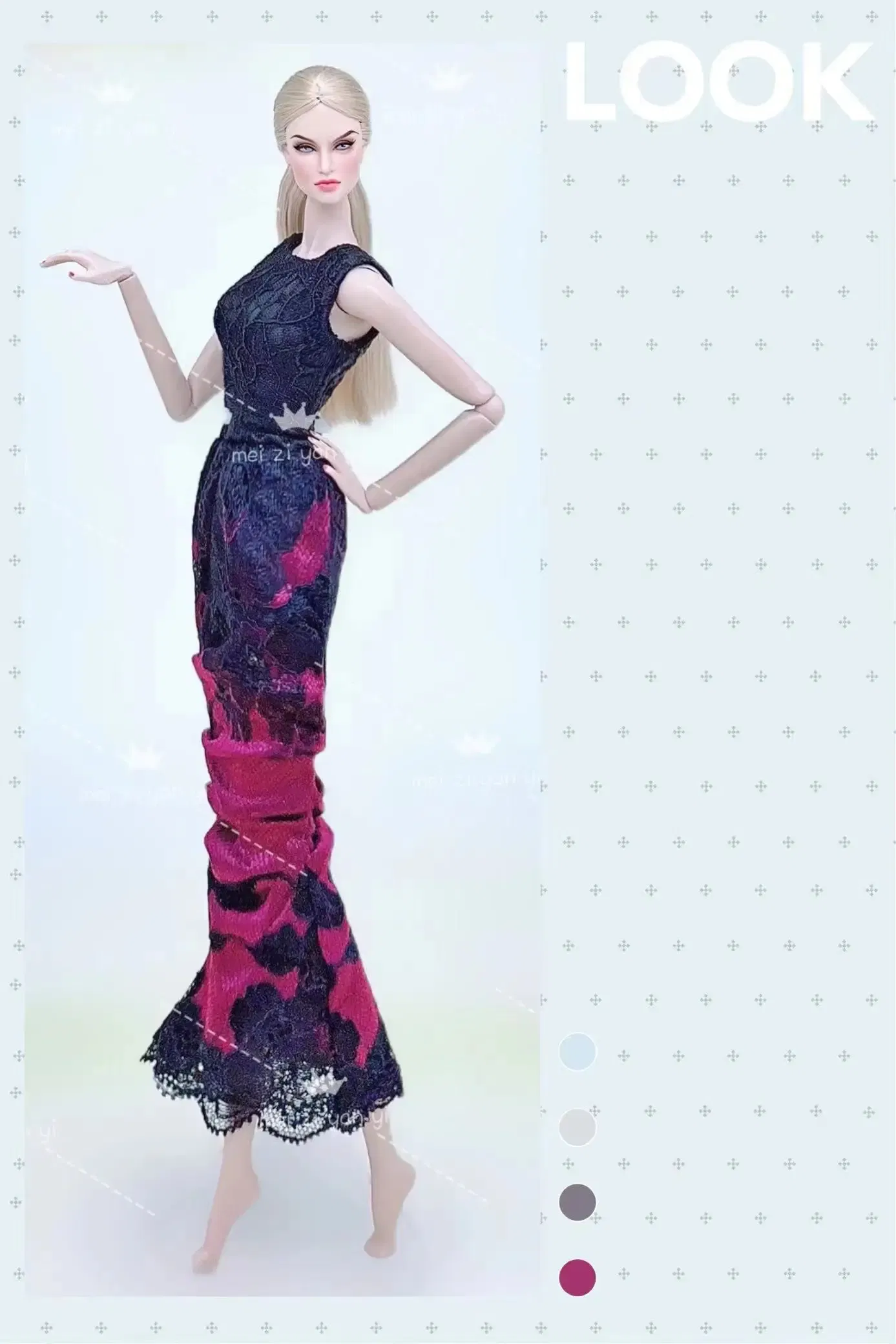 Color: plum - for clothes pink for 30cm doll