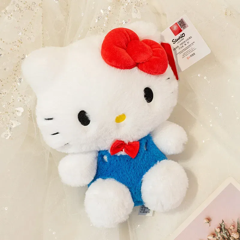 Color: Blue - 20-25cm Genuine Sanrio characters My Melody Kuromi Cinnamoroll Kt Cat Plush Toy Anime Stuffed Animals Christmas Birthday Gifts